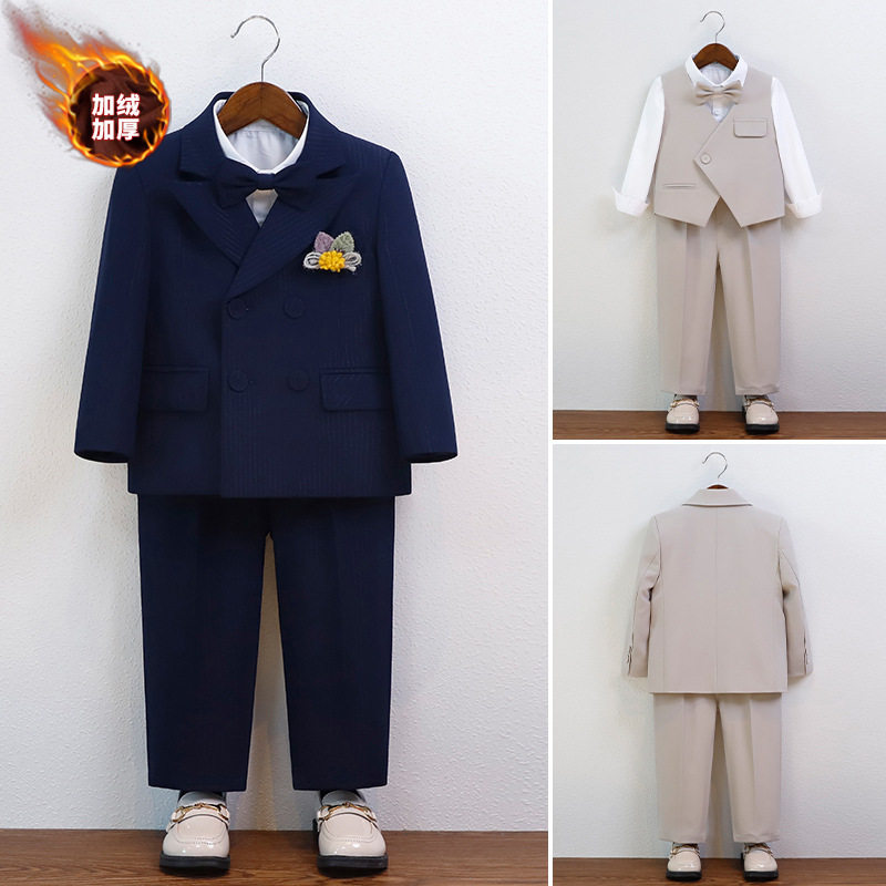 儿童西装男孩秋冬新款马甲套花童周岁礼服男童主持钢琴演出西服