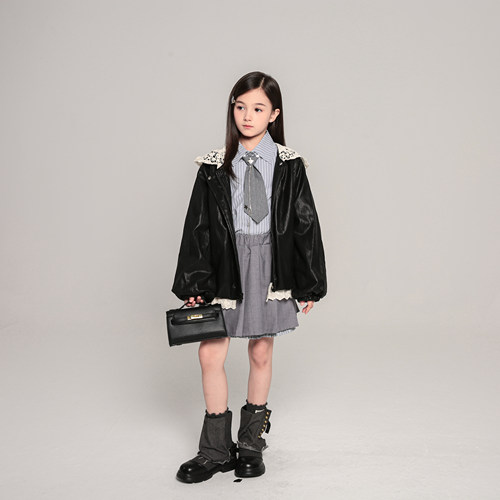 反季清仓儿童双面羊绒大衣秋冬女中大童呢子格子两面可穿复古外套