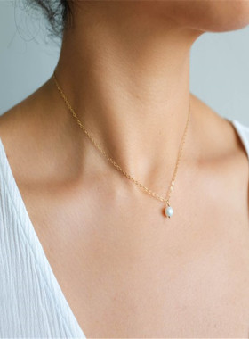 包金项链礼物天然淡水珍珠