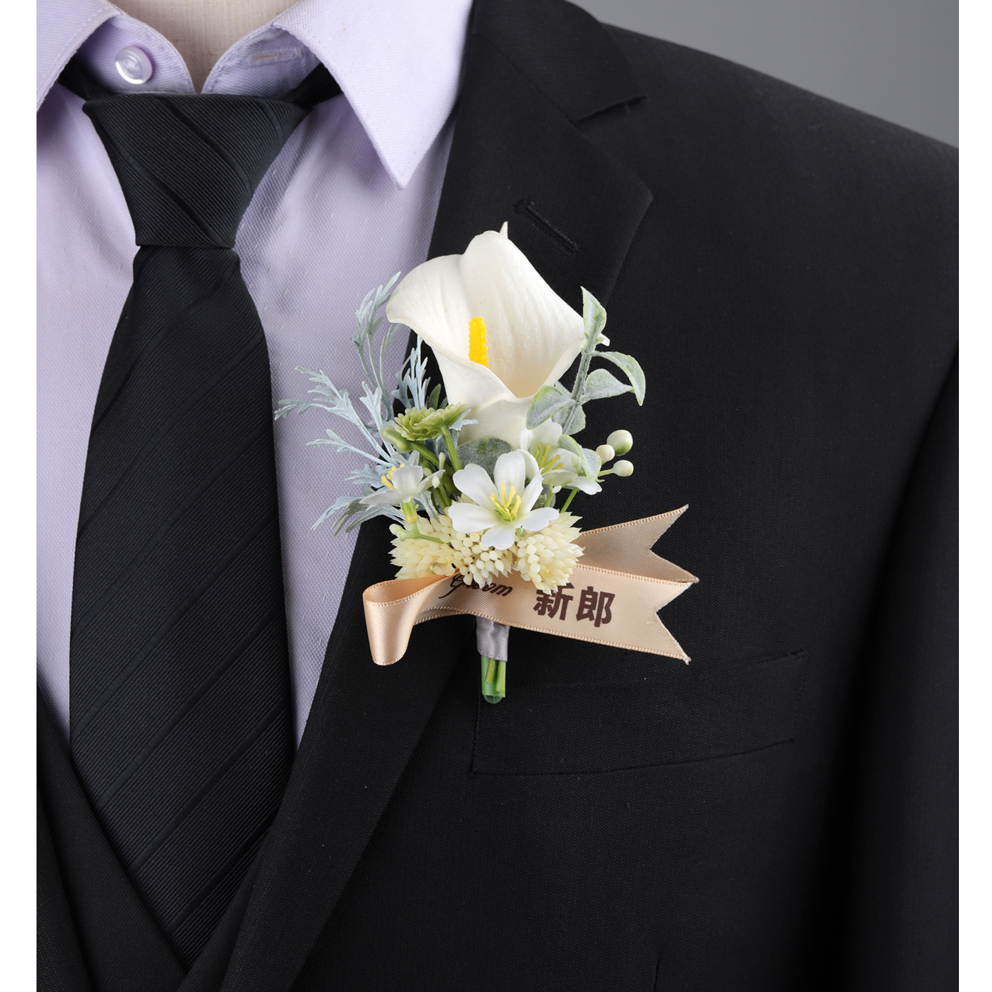 婚礼白色系胸花高档仿真商务襟花