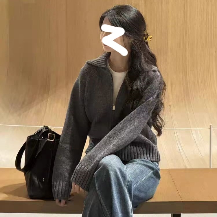 linhouse林子家翻领毛衣开衫外套