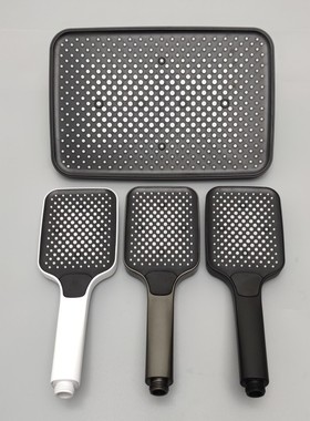 方形手持花洒喷头 洗澡淋浴头 卫生间浴室淋蓬头硅胶出水孔枪灰色