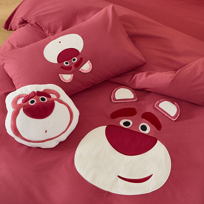 草莓熊 A类60支纯棉儿童被套床单2025高品质60s全棉水洗棉四件套