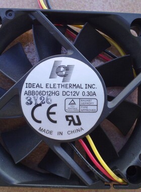 台达IDEAL鼎沛6013散热风扇ABB06D12HG 12v 0.3a  6cm直流3线测速