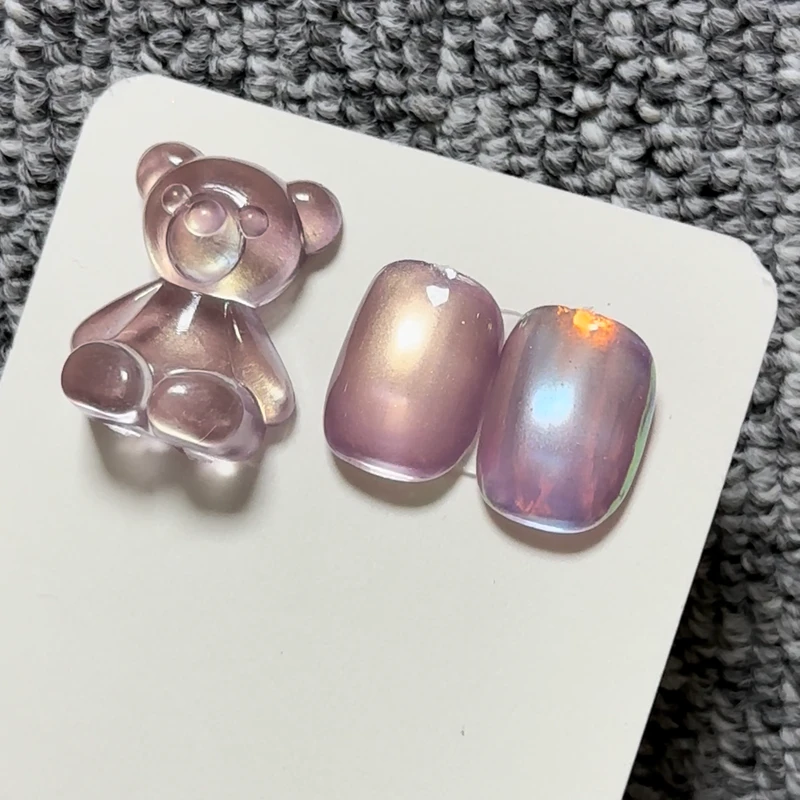 单瓶【萌宠07】彩光玻璃珠香槟色镜面猫眼胶15ml甲油胶