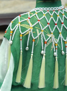 仿珍珠旗袍汉服配饰高端款披肩