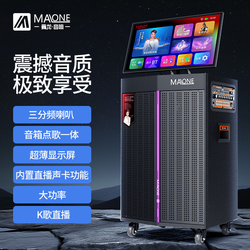 曼龙新款超薄屏幕大功率音响卡拉OK移动点歌KTV广场舞专业K歌音箱