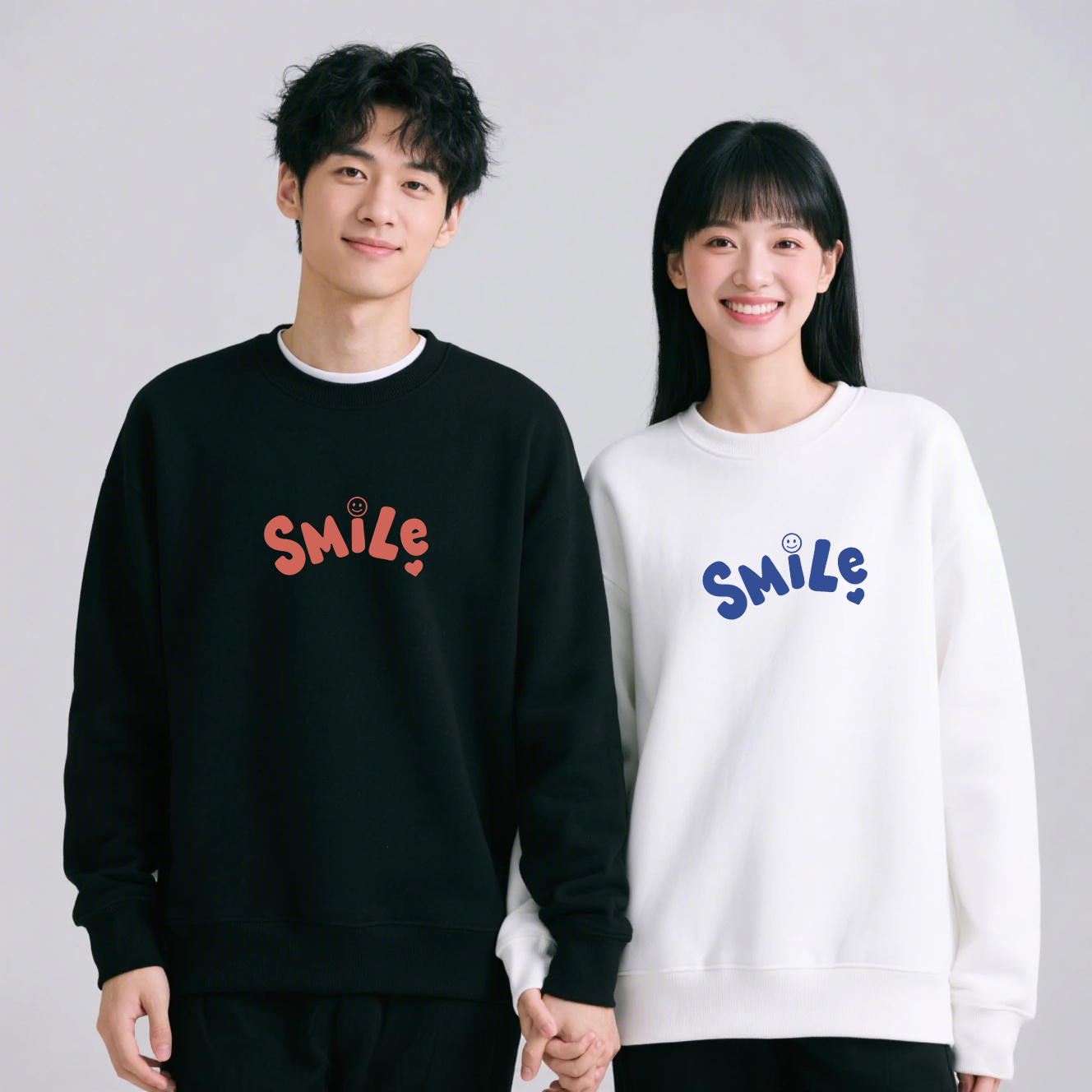 笑对人生美式复古圆领卫衣