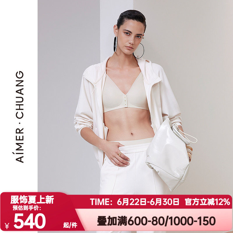 爱慕·CHUANG正品春秋季原典2女士条绒连帽拉链长袖外套CA452031