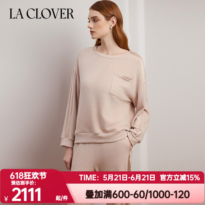 La Clover兰卡文秋季圆领睡衣女红色本命年套头家居服套装LC46YN1