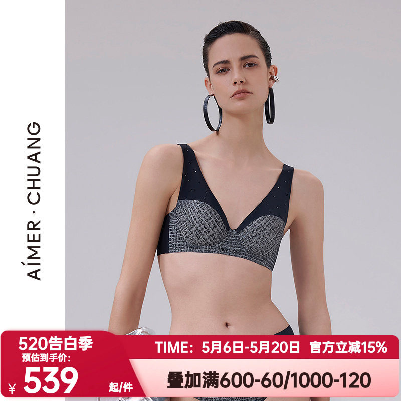 爱慕·CHUANG正品素纹3内衣女4/4薄杯大罩杯大胸显小文胸CA112041