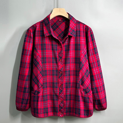 中老年妈妈奶奶春秋上衣纯棉衬衫