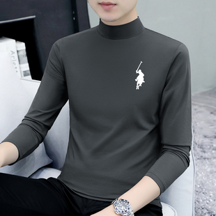 秋衣纯棉t恤男装 长袖 立领中领高领薄款 打底衫 厂家批一件代发