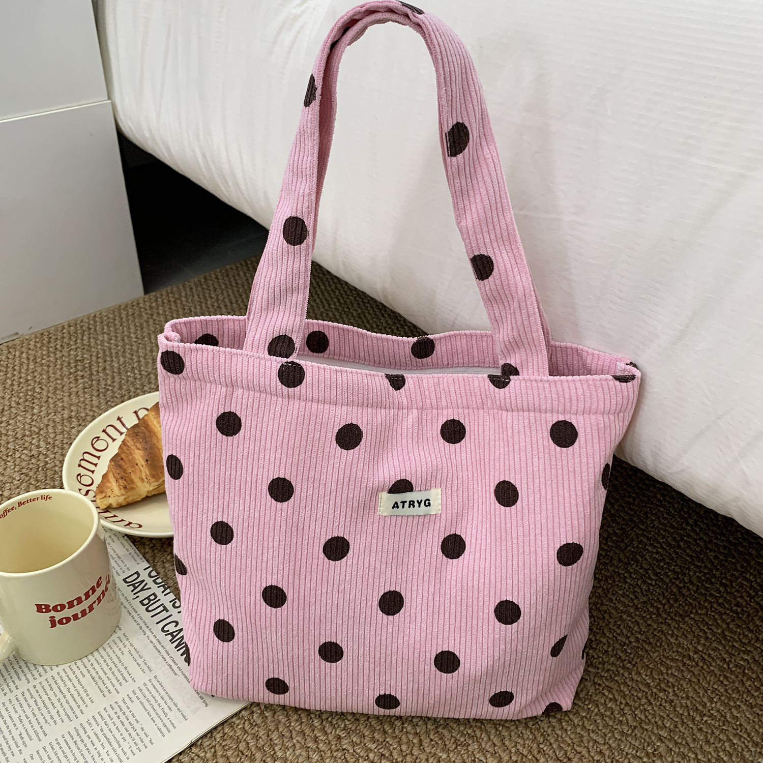 2025新款百搭灯芯绒手提小包日常休闲饭盒小号杂物手提包