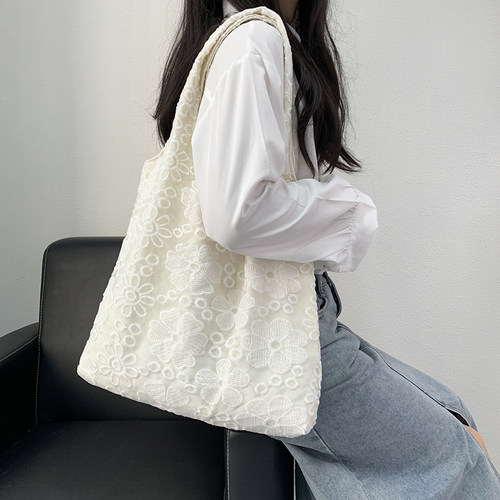 无品牌帆布包大容量蕾丝国风