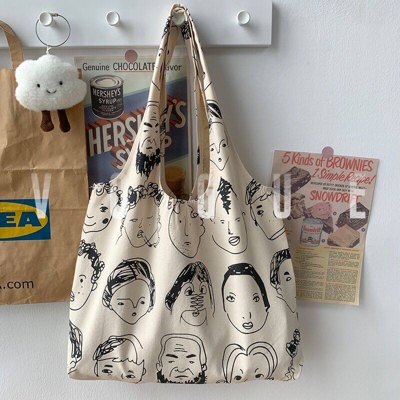 新款ins日系帆布包女学生韩版大容量简约百搭包包单肩手提购物袋