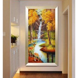 钻石绣2024年新款满钻入户玄关竖款点钻十字绣风水画砖石绣