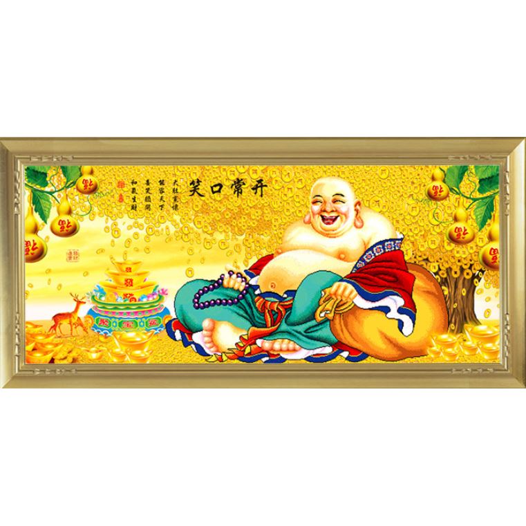钻石绣2024年新款满钻笑口常开弥勒佛十字绣客厅棉线大肚佛像佛系