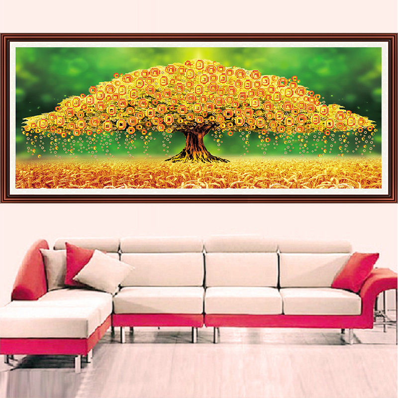 钻石绣2024年新款满钻黄金树客厅DIY新中式摇钱树点钻十字绣,居家布艺,钻石绣,淘宝优惠券,粉丝福利购,淘宝优惠卷