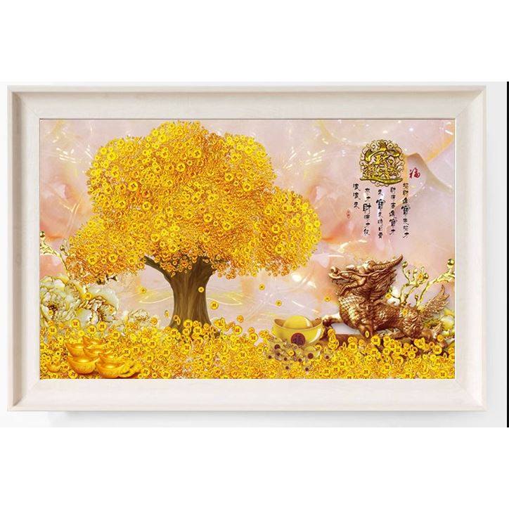 钻石绣2024年新款满钻贴砖石绣十字绣黄金满地树客厅餐厅钟表钻石,居家布艺,钻石绣,淘宝优惠券,粉丝福利购,淘宝优惠卷