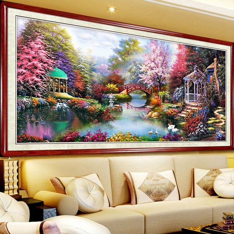 钻石绣2024年新款满钻5d石画十字绣花园小屋客厅欧式油画托马斯风,居家布艺,钻石绣,淘宝优惠券,粉丝福利购,淘宝优惠卷