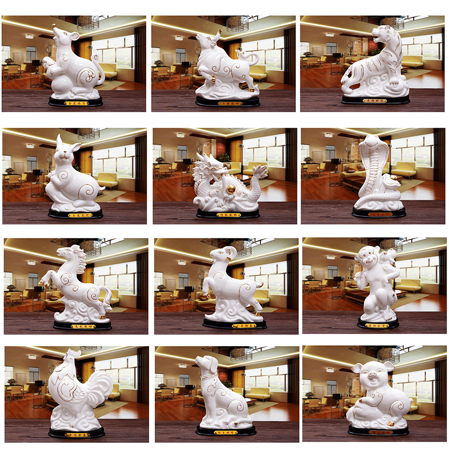 陶瓷十二生肖老鼠风水工艺礼品