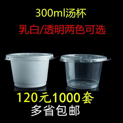 加厚塑料带盖白色透明圆碗