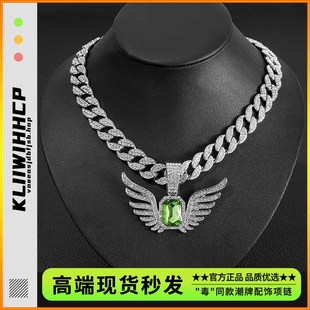 欧美天使之翼女项链潮高级设计感小众翅膀吊坠百搭男古巴满钻项链