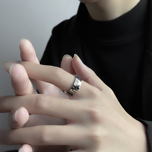 复古ins虎头戒指男款小众嘻哈钛钢指环简约风时尚百搭手饰女