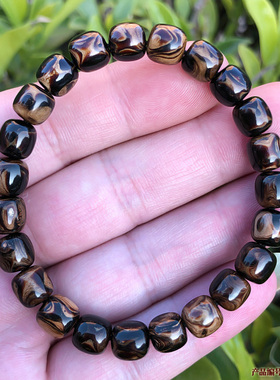 保真天然单圈手链血柳海柳手串文玩男女情侣桶珠佛珠X纹8x8mm包邮