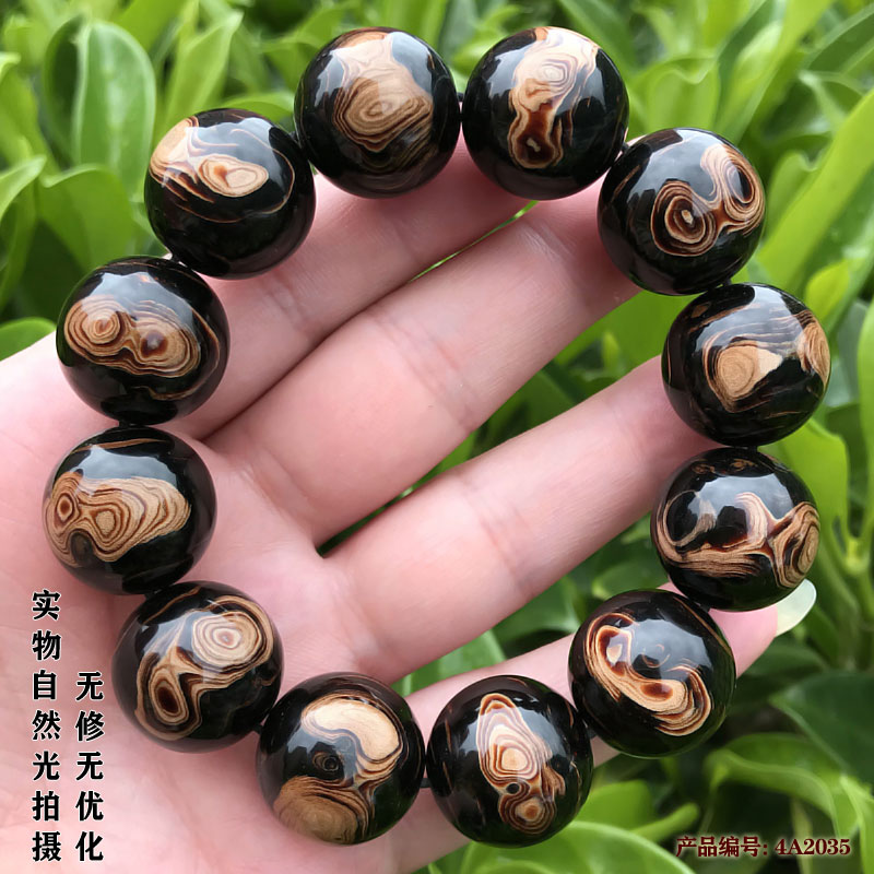 天然海柳手串首饰圆珠鬼脸纹情侣