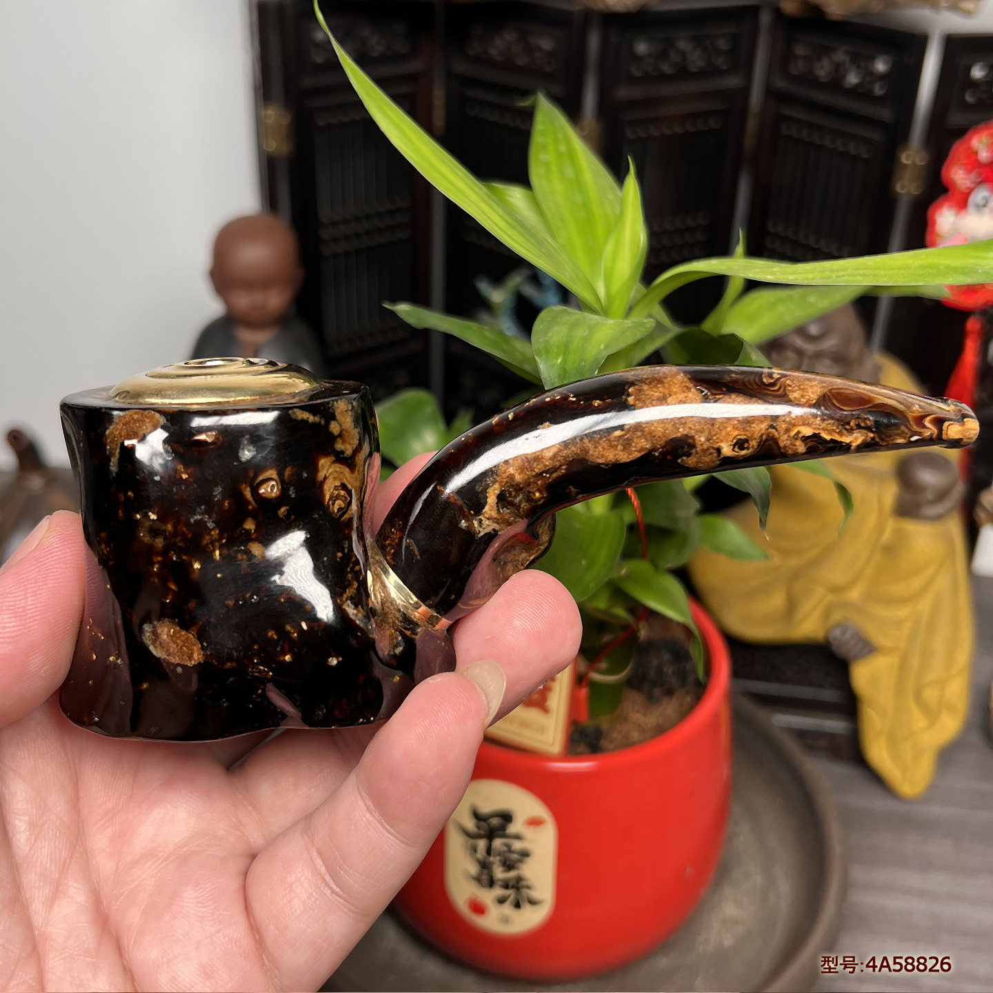 天然保真海柳手工拉杆过滤烟斗
