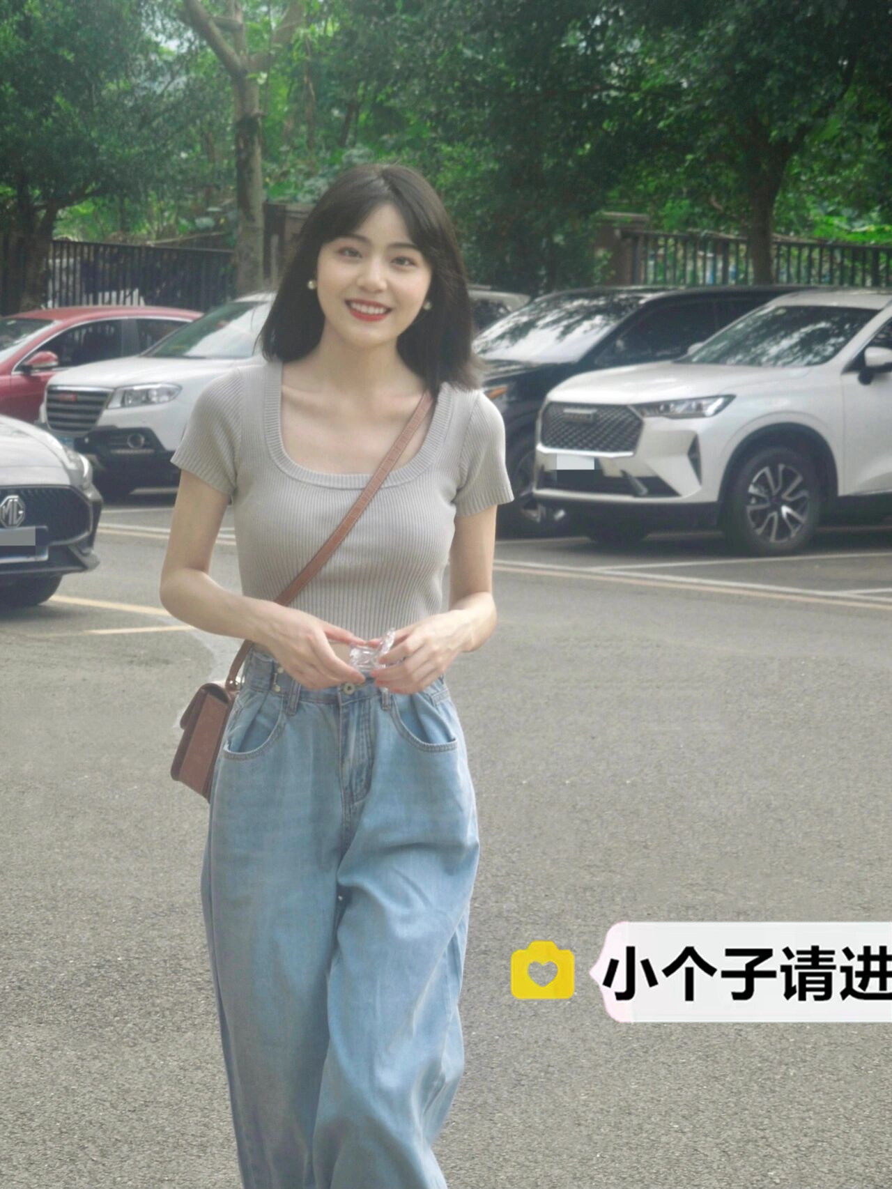 150小个子复古港风chic牛仔裤女秋季新款高腰宽松显瘦阔腿长裤潮