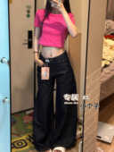高腰遮肉显瘦垂感拖地长裤 慵懒风bf宽松大阔腿牛仔裤 女小个子xs码