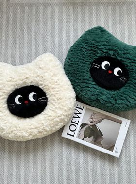 INS风可爱猫咪头坐垫靠枕家居沙发床上飘窗靠垫摆件摄影道具