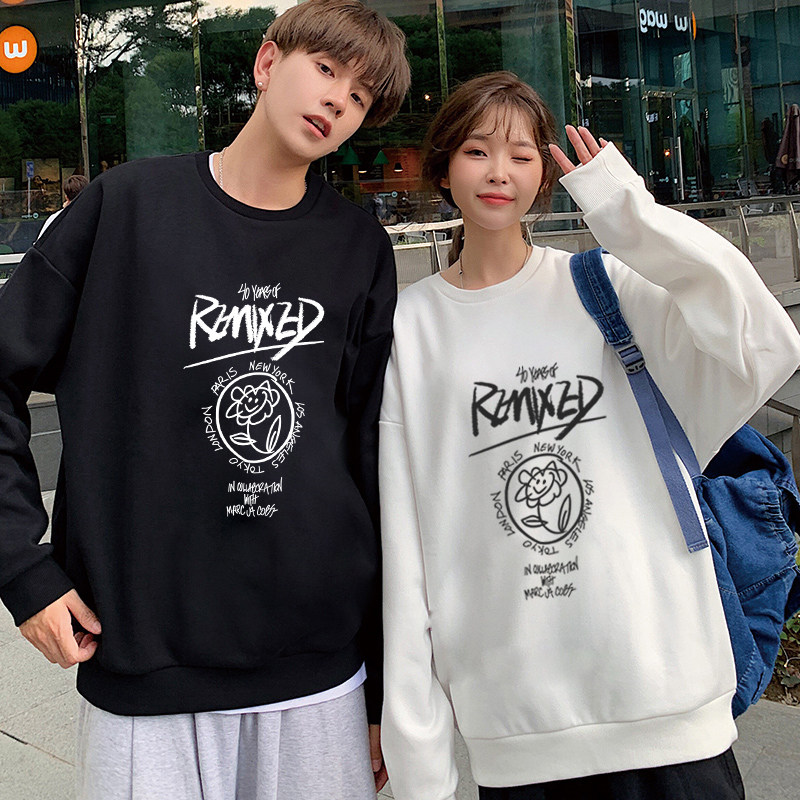 时代少年团宋亚轩同款潮牌字母卫衣女秋冬韩版情侣装上衣小众外套