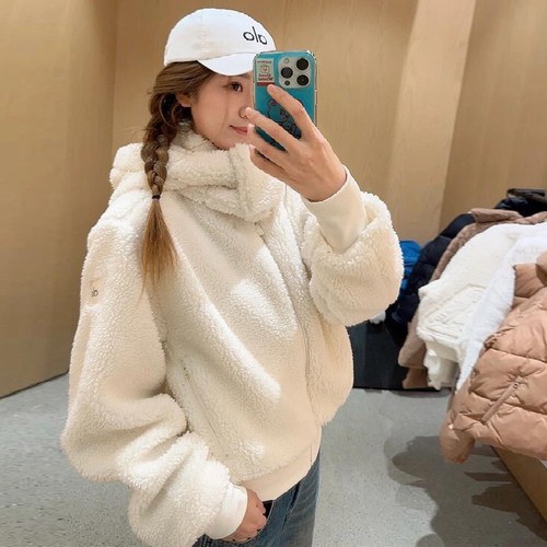 ALO立领泰迪毛绒棉服夹克女