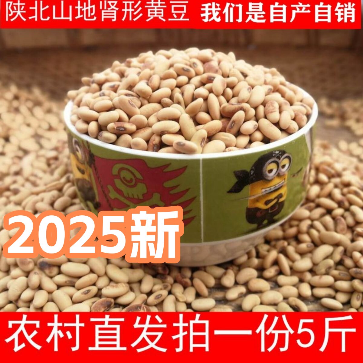 肾形黄豆 陕北农家自种老品种打豆浆发豆芽豆腐杂粮新货土黄豆5斤
