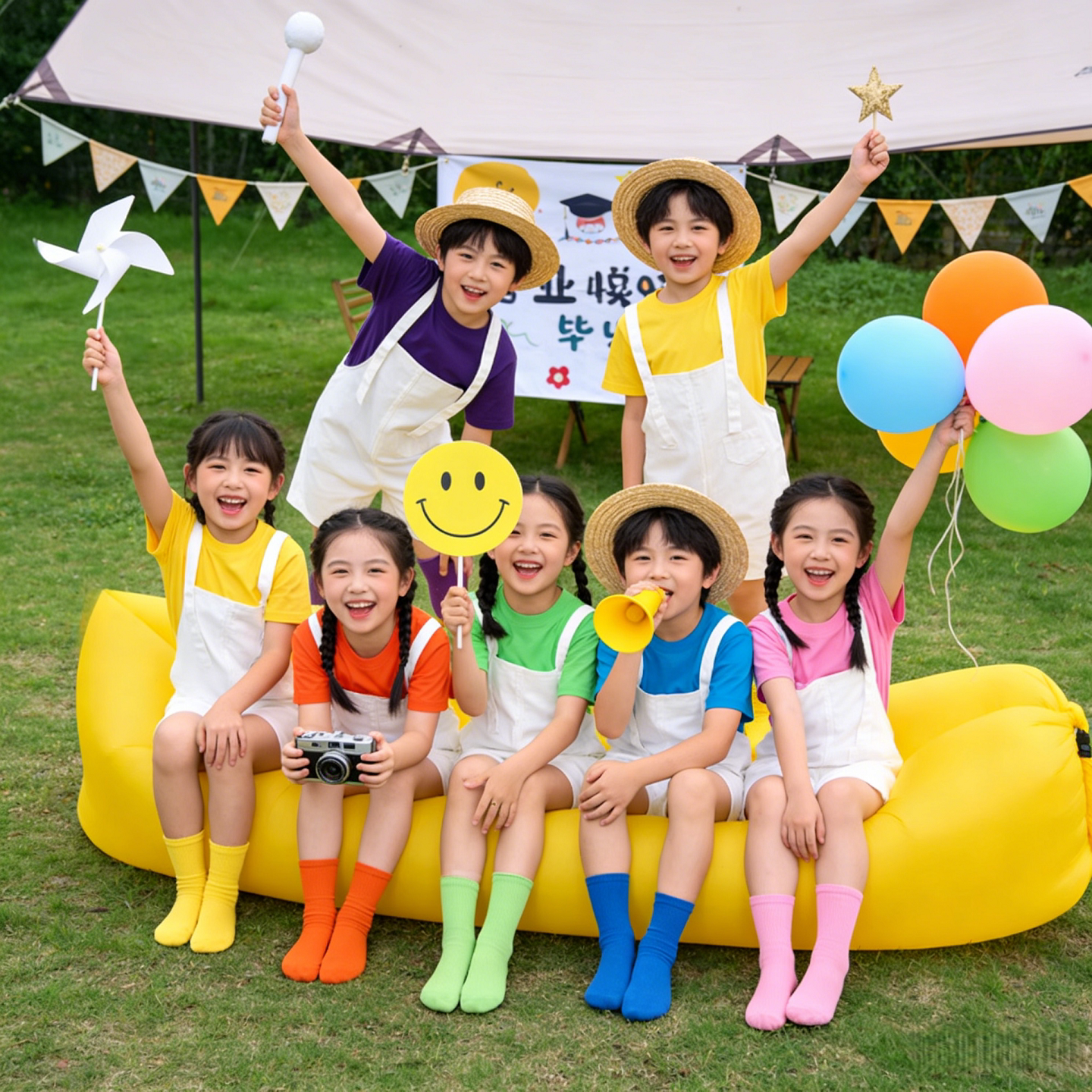 儿童背带裤糖果色短袖套装幼儿园毕业班服小学生男女童舞蹈演出服