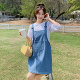 酷盐系背带裙夏季女2023设计感小个子连衣裙短牛仔裙p105k158，女装连衣裙，铱本正襟