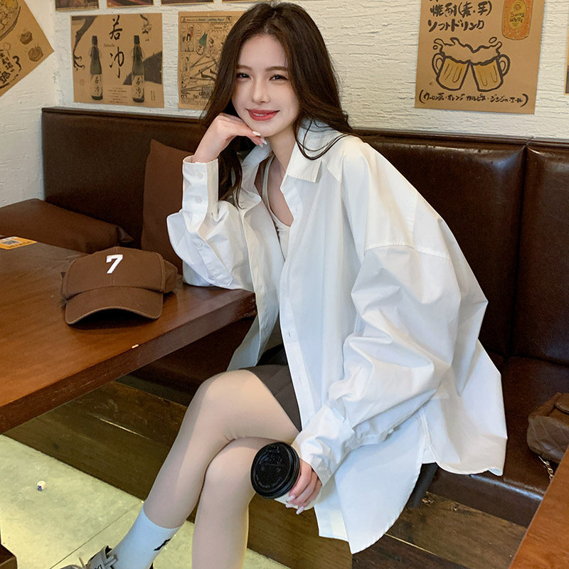 韩版设计感休闲衬衫外套女2025春秋季新款法式宽松显瘦慵懒风上衣,女装衬衫,铱本正襟
