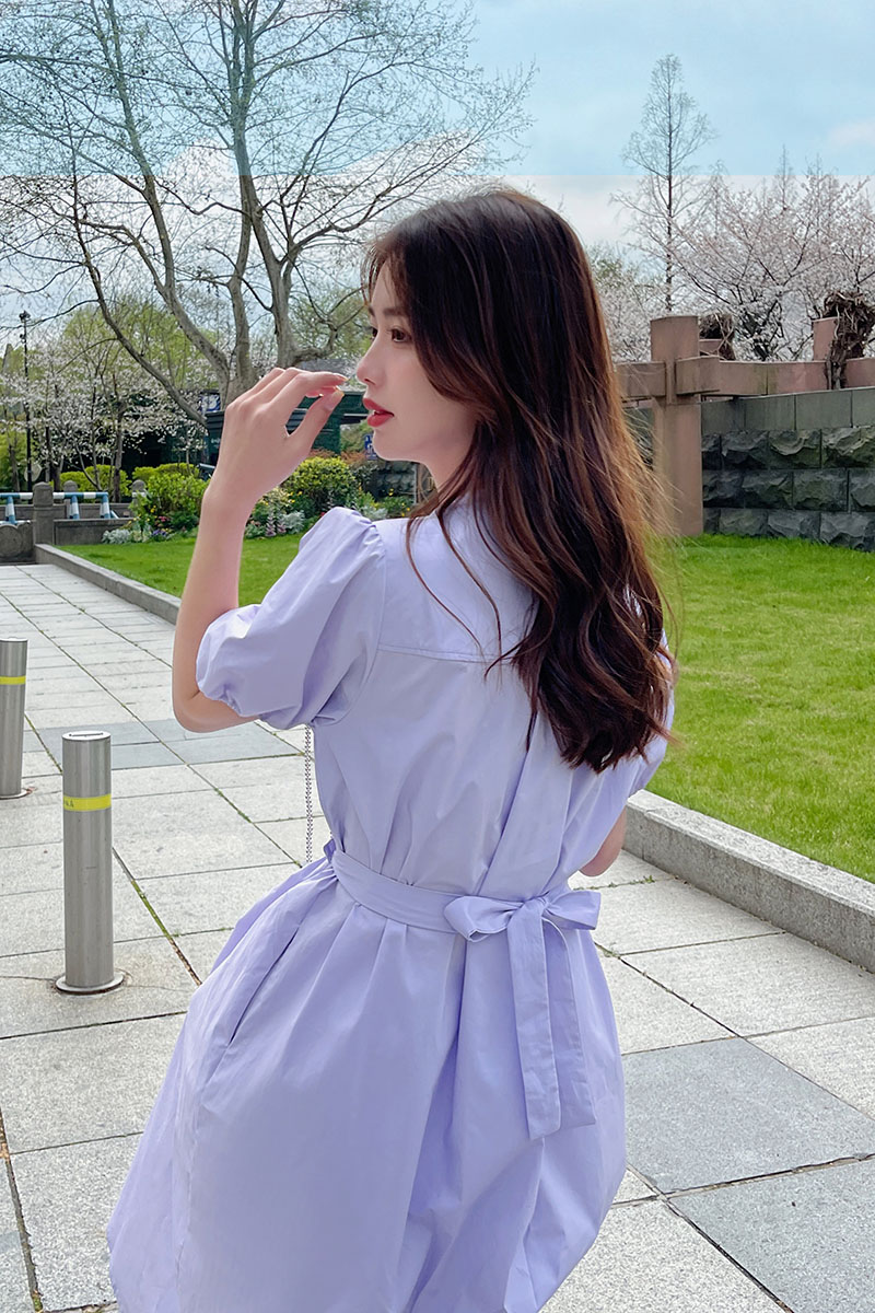 超好看米白色连衣裙女夏2025新款小个子高级感宽松遮肚显瘦娃娃裙,女装连衣裙,铱本正襟