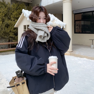 韩系CHIC运动风棉服外套减龄时髦阿普瑞风春秋女