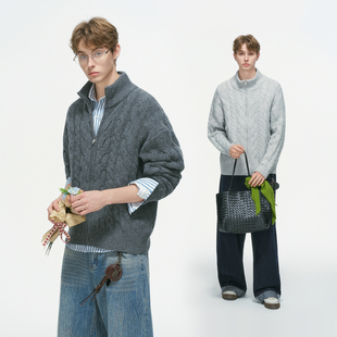 加厚针织衫 Dream 毛衣男冬季 老钱风新贵麻花开衫 浮雕毛线衣 made