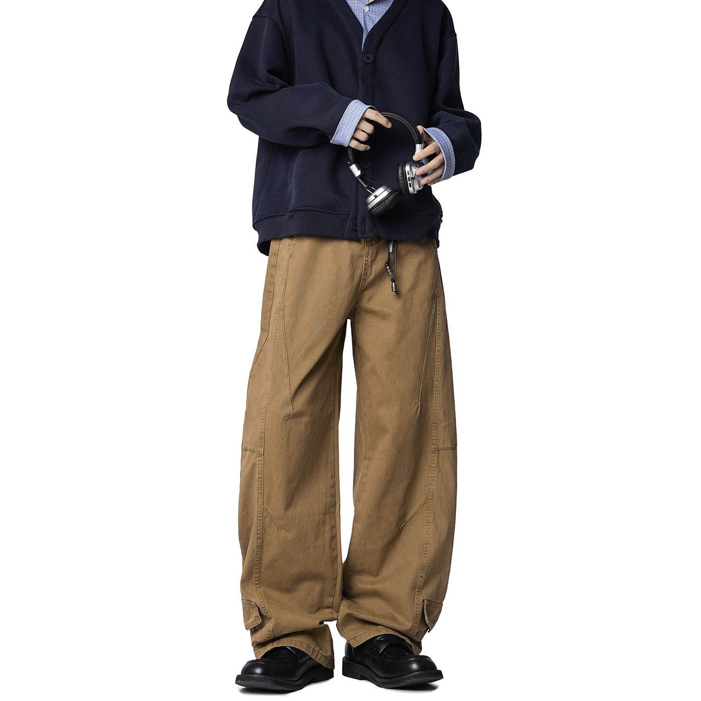 Dream made 美式解构巴恩风工装休闲裤男春秋季琥珀流光直筒裤子