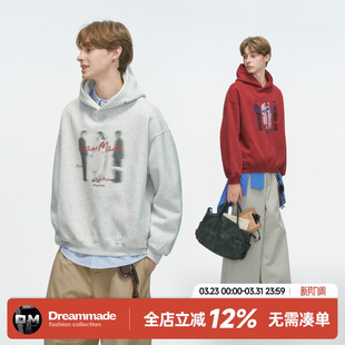 重磅休闲情侣帽衫 Dream 复古连帽卫衣男春秋季 美式 男生外套 made