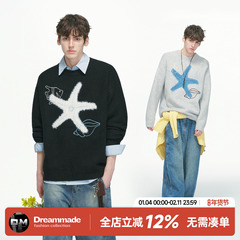 Dream made美式设计感海星刺绣毛衣男生秋冬季加厚内搭情侣针织衫