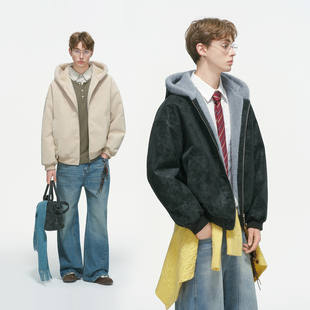 棉衣 加绒加厚仿兔毛座山雕外套男PU皮棉服男生冬装 Dream made冬季