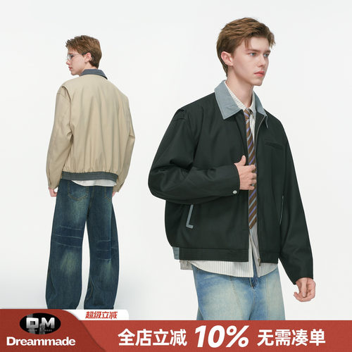 Dream made 美式撞色巴恩风工装外套男秋季2026新款boxy短款夹克