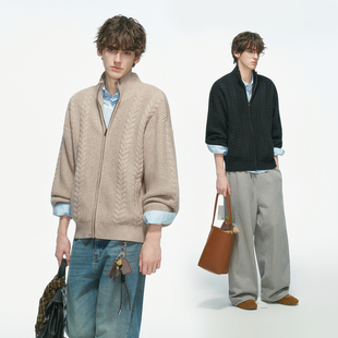 老钱风编织麻花针织衫 Dream 毛衣男秋冬季 麦穗绞花开衫 外套 made